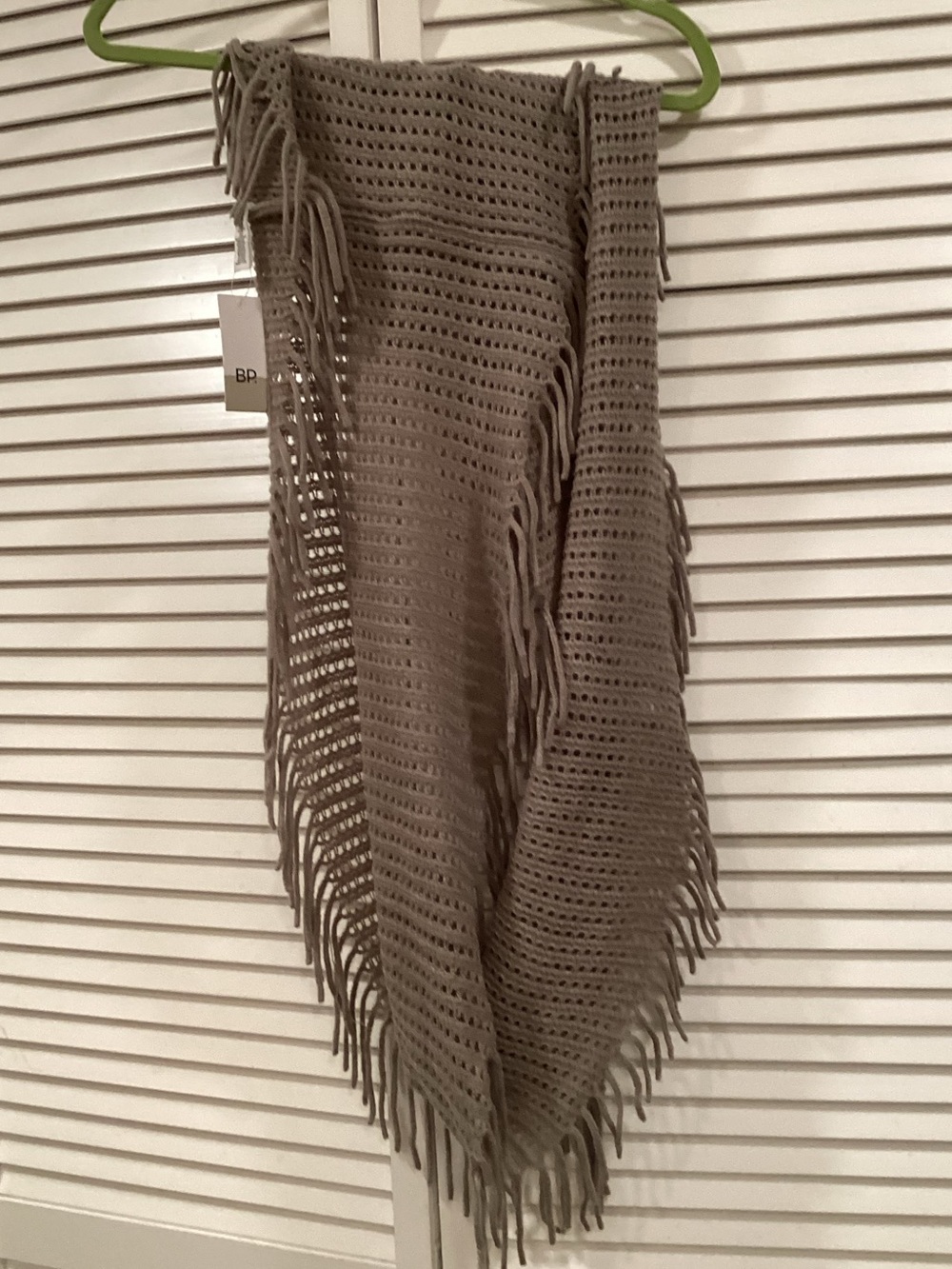 bp Taupe Crochet Fringe Wrap Scarf NWTS